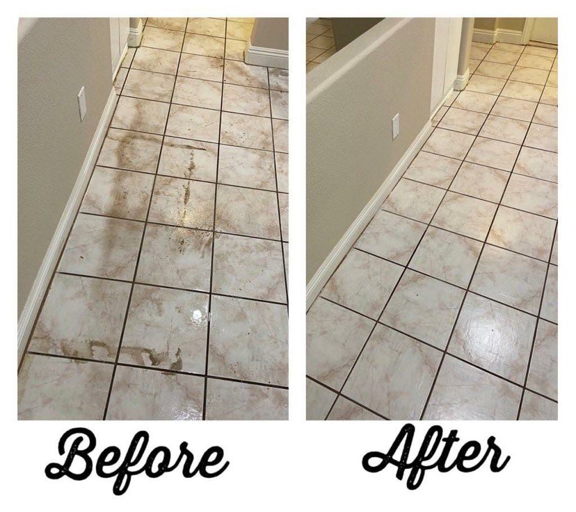 Before/After ProGrade Tile and Grout Stain Cleaning in Hallway